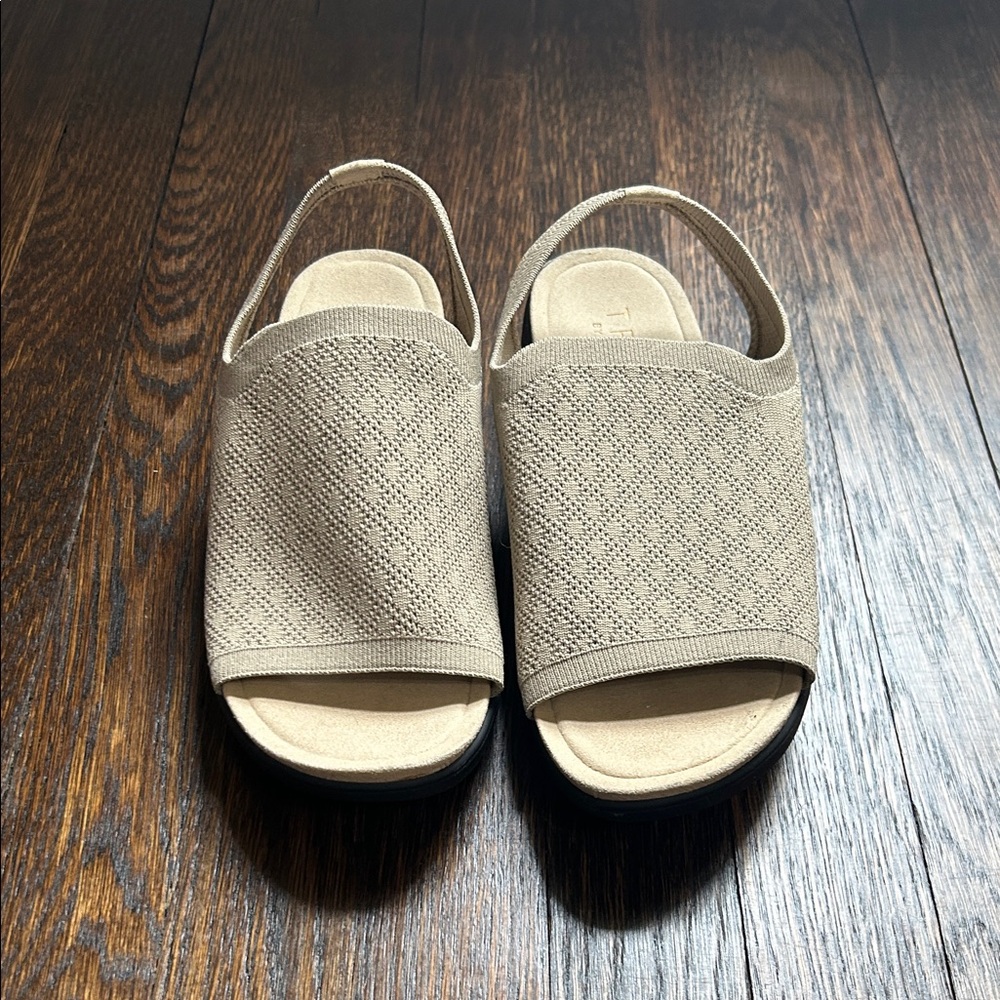 Traq by Alegria Beige Slingback Sandals